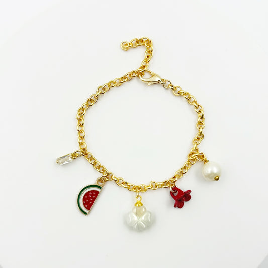 Petal and Pearl Pre-Made Charm Bracelet