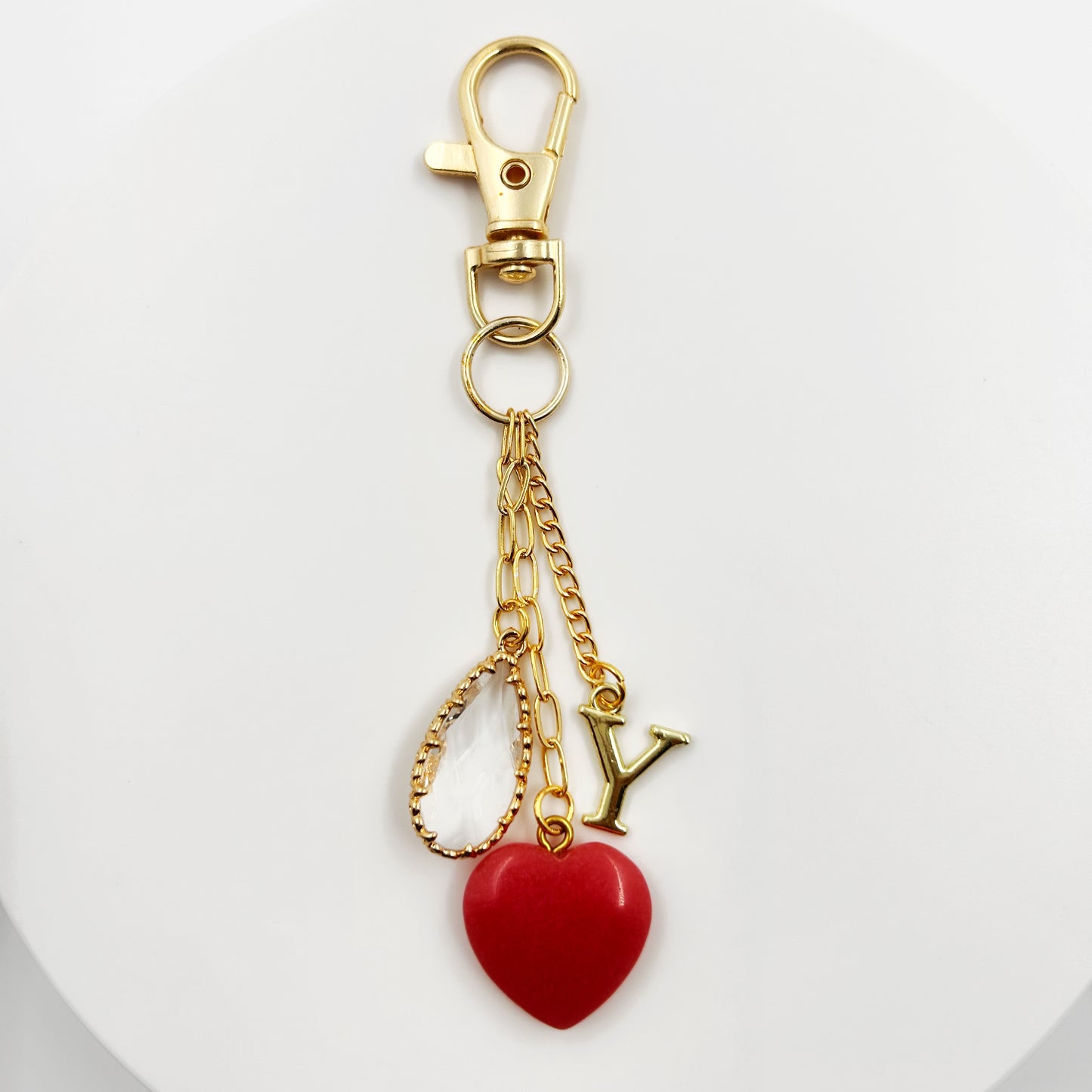 Heart and Crystal Personalised Bag Charm