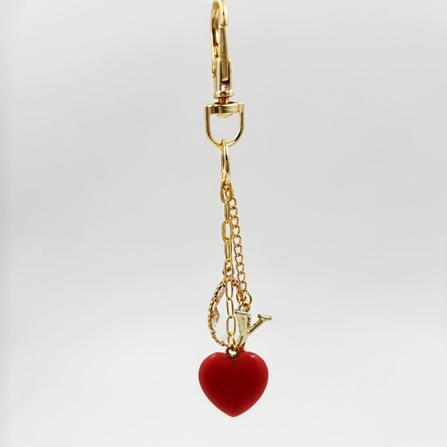 Heart and Crystal Personalised Bag Charm