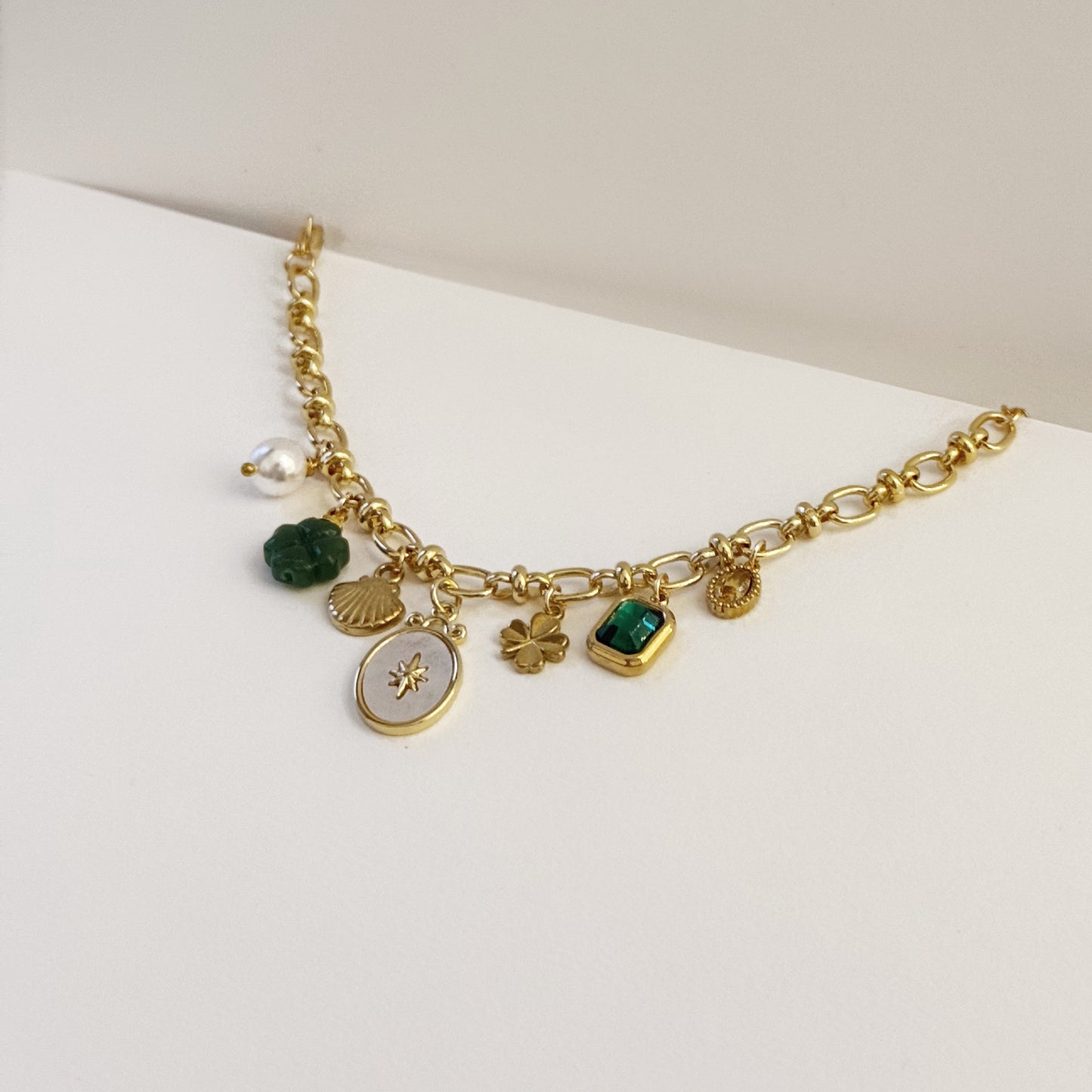 Ethereal Green and Gold Premade Charm Set