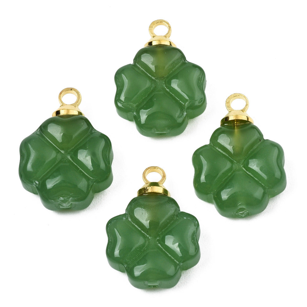 Glass Flower Charm Green