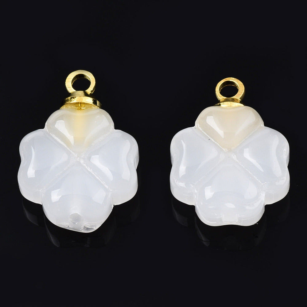 Glass Flower Charm White