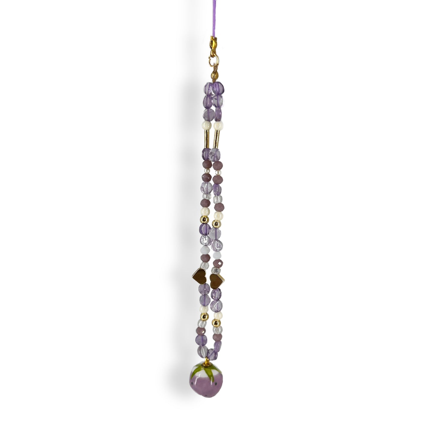 Purple Beads and Pearls Phone Charm