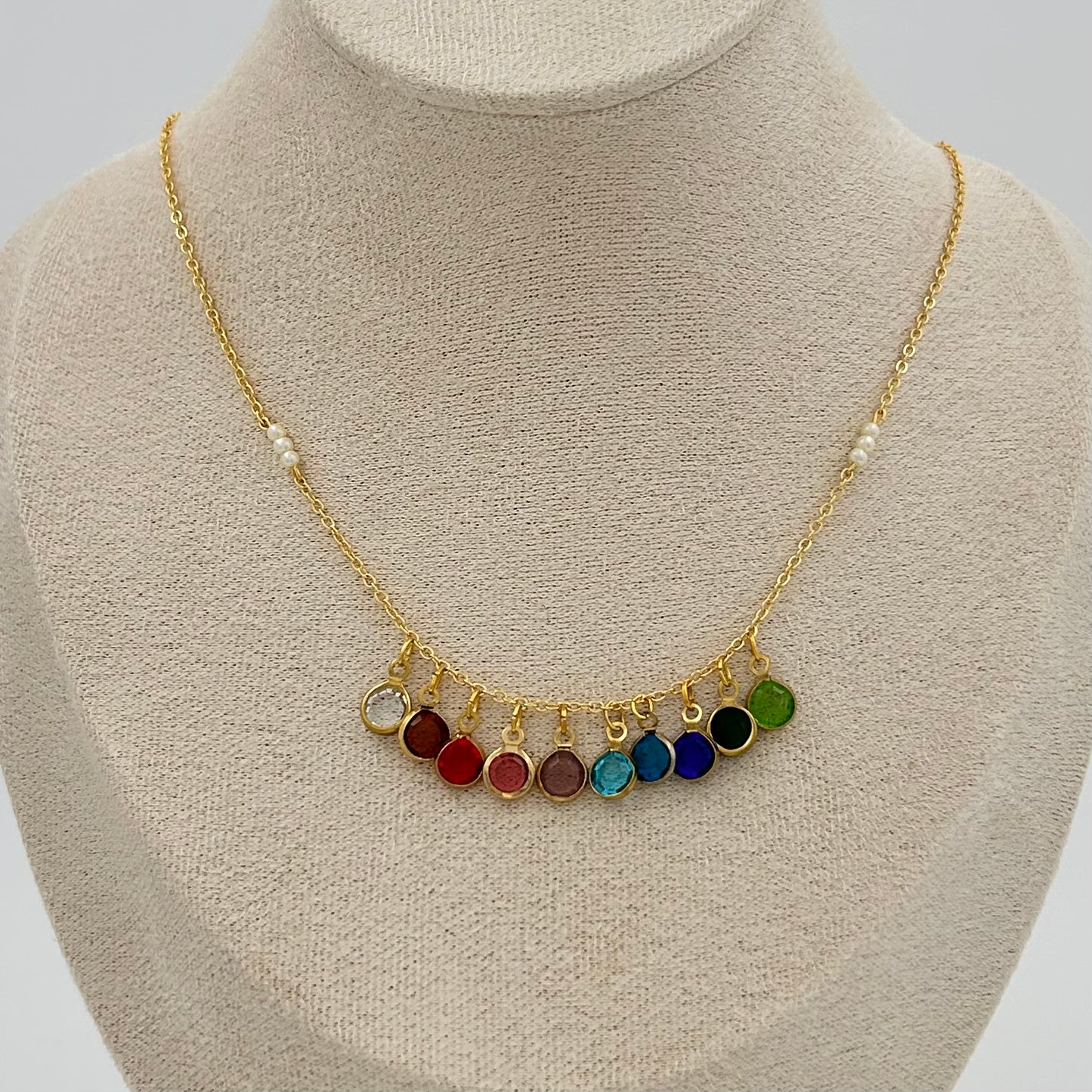 Handmade Rainbow Bezel Stone Necklace