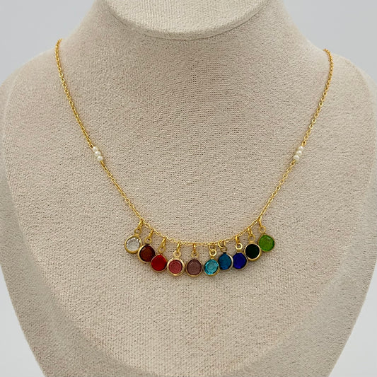 Handmade Rainbow Bezel Stone Necklace