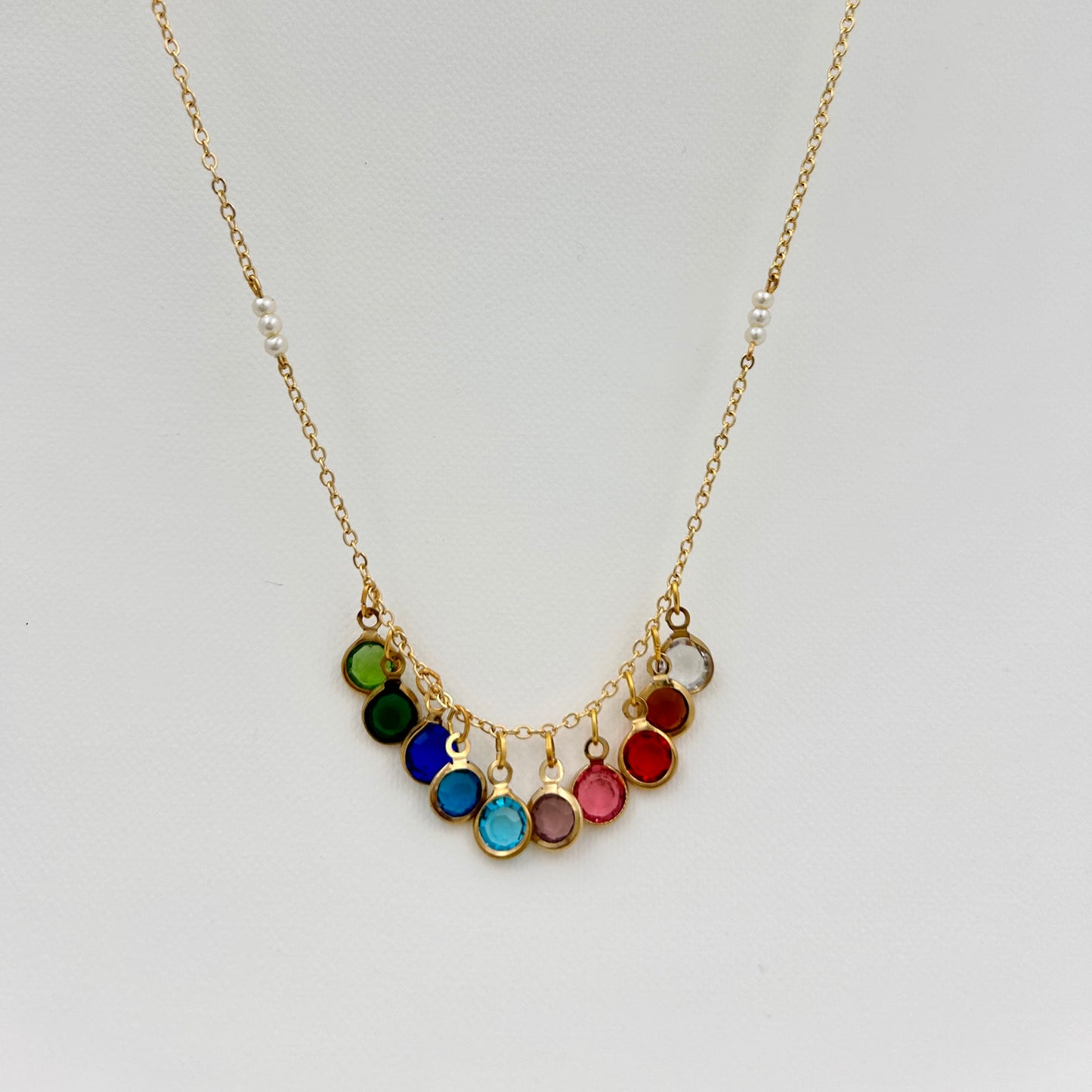 Handmade Rainbow Bezel Stone Necklace