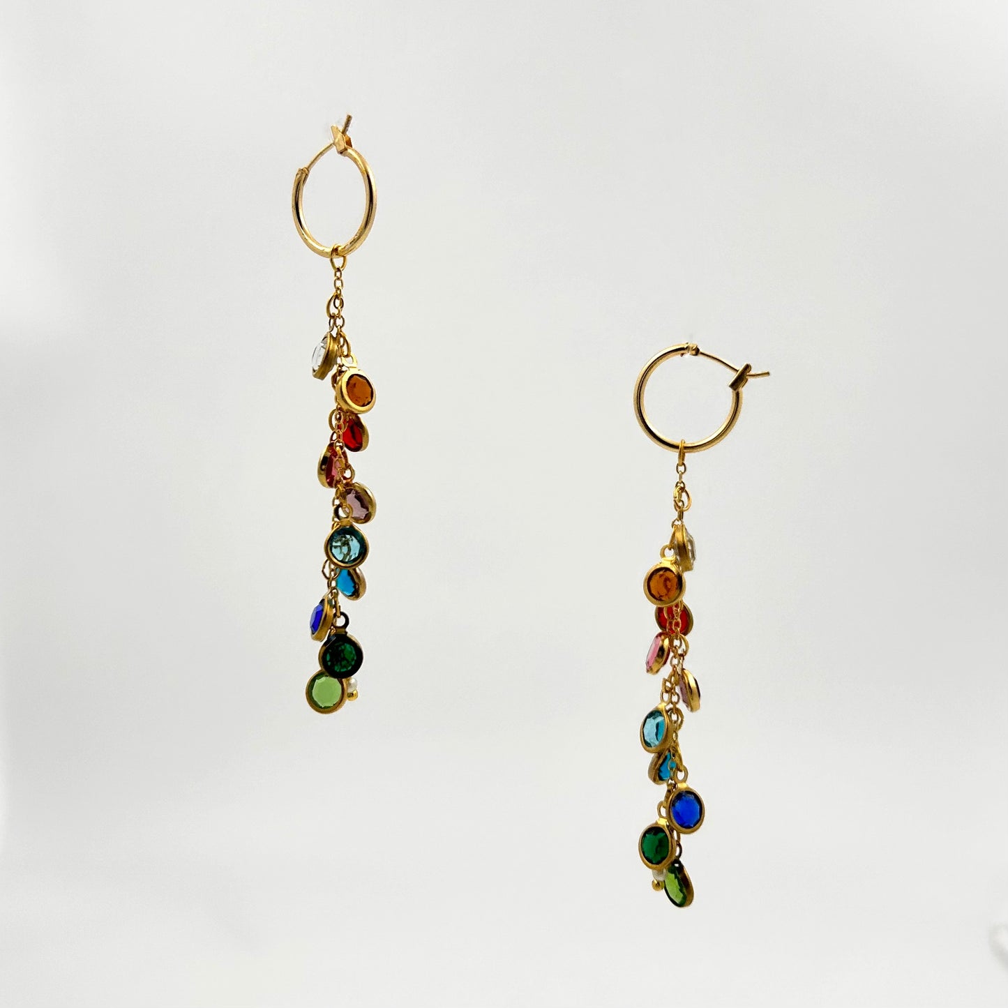 Handmade Rainbow Bezel Stone Earrings