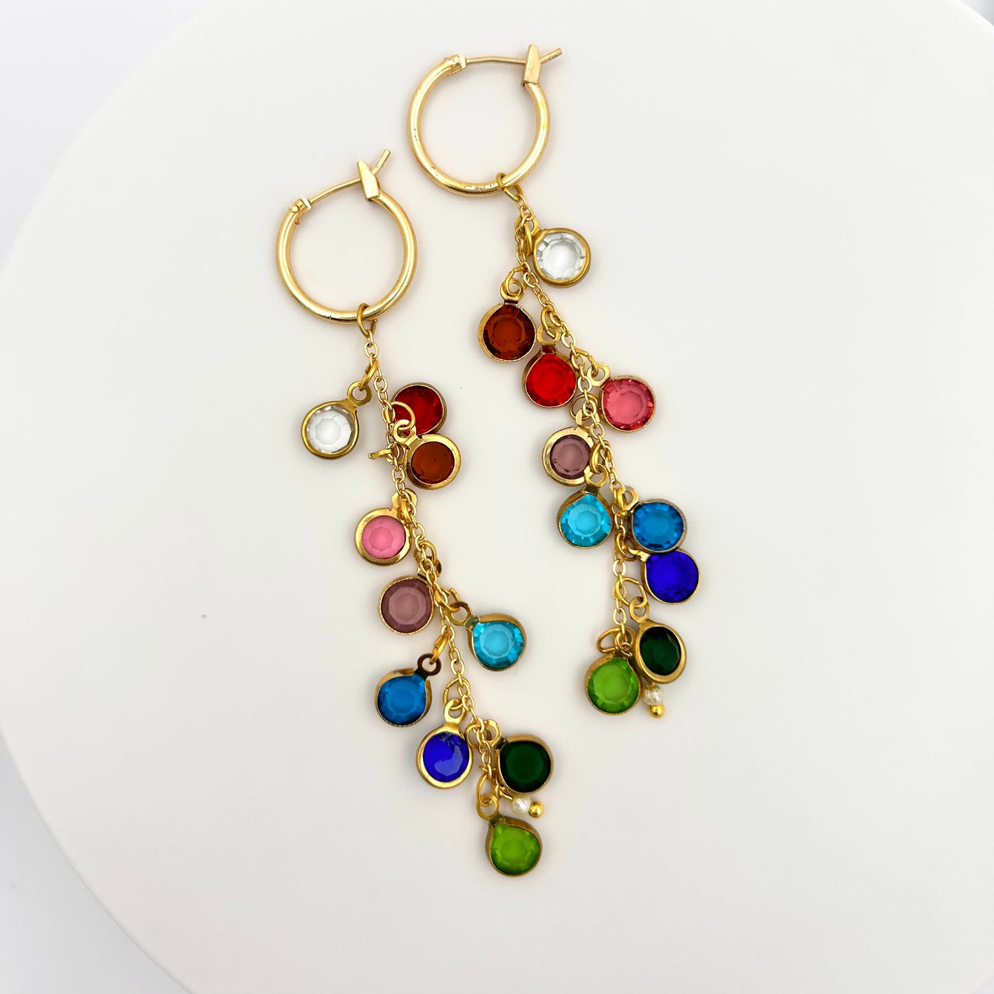 Handmade Rainbow Bezel Stone Earrings