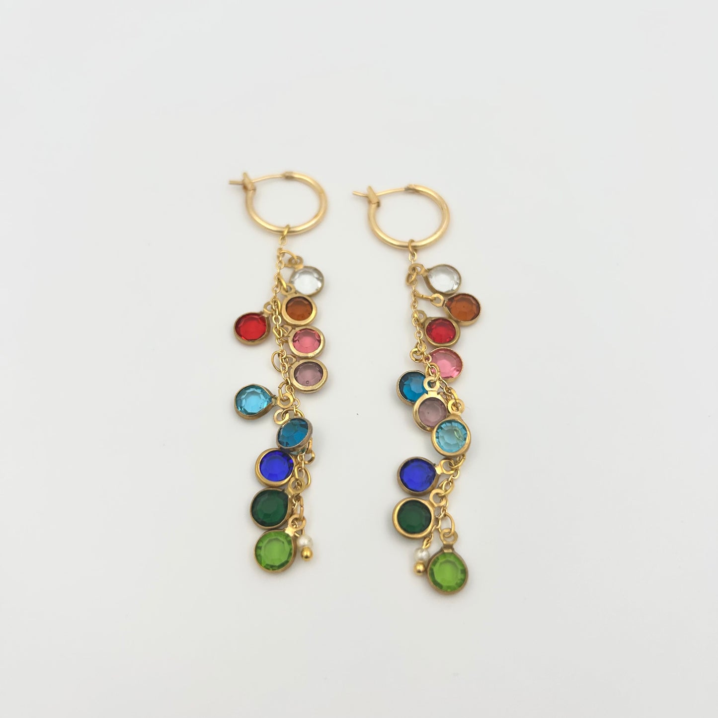 Handmade Rainbow Bezel Stone Earrings