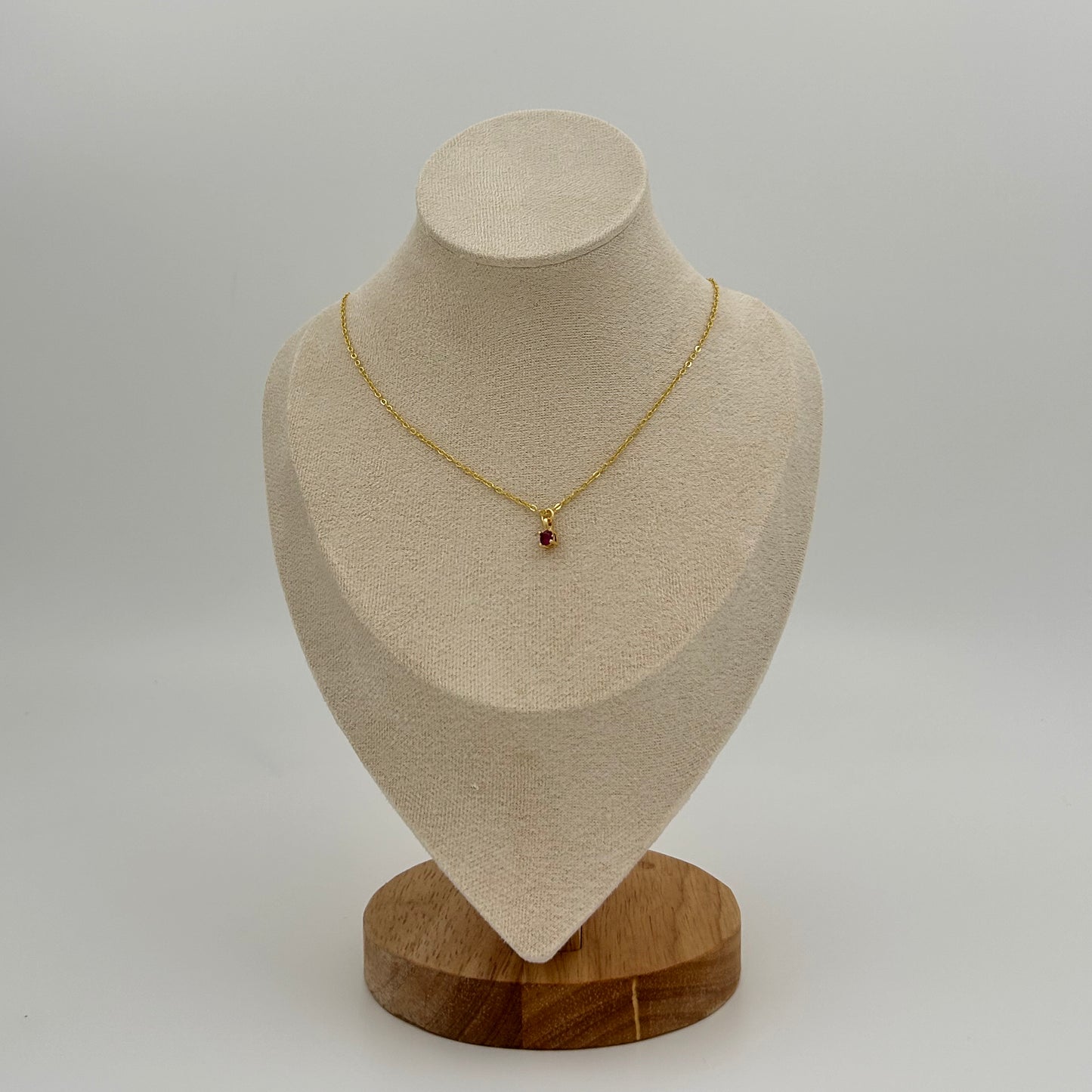 Maroon Glass Stone Charm Necklace