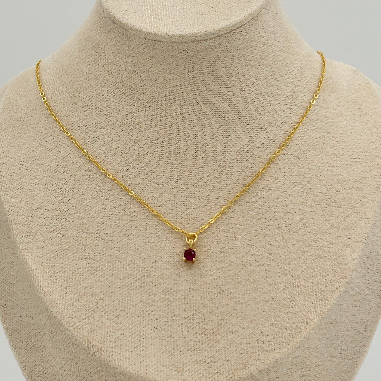 Maroon Glass Stone Charm Necklace