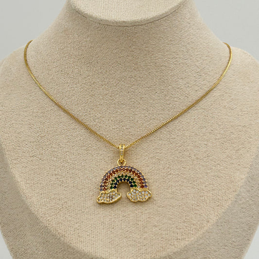 Rainbow Necklace with Rhinestones