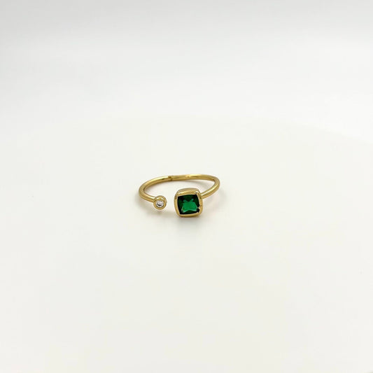 Adjustable Faux Emerald Ring