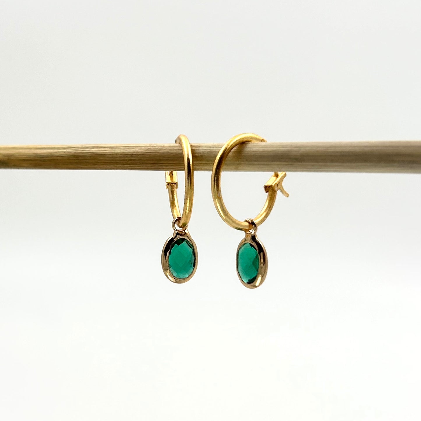 Emerald Crystal Hoops