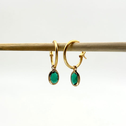 Emerald Crystal Hoops