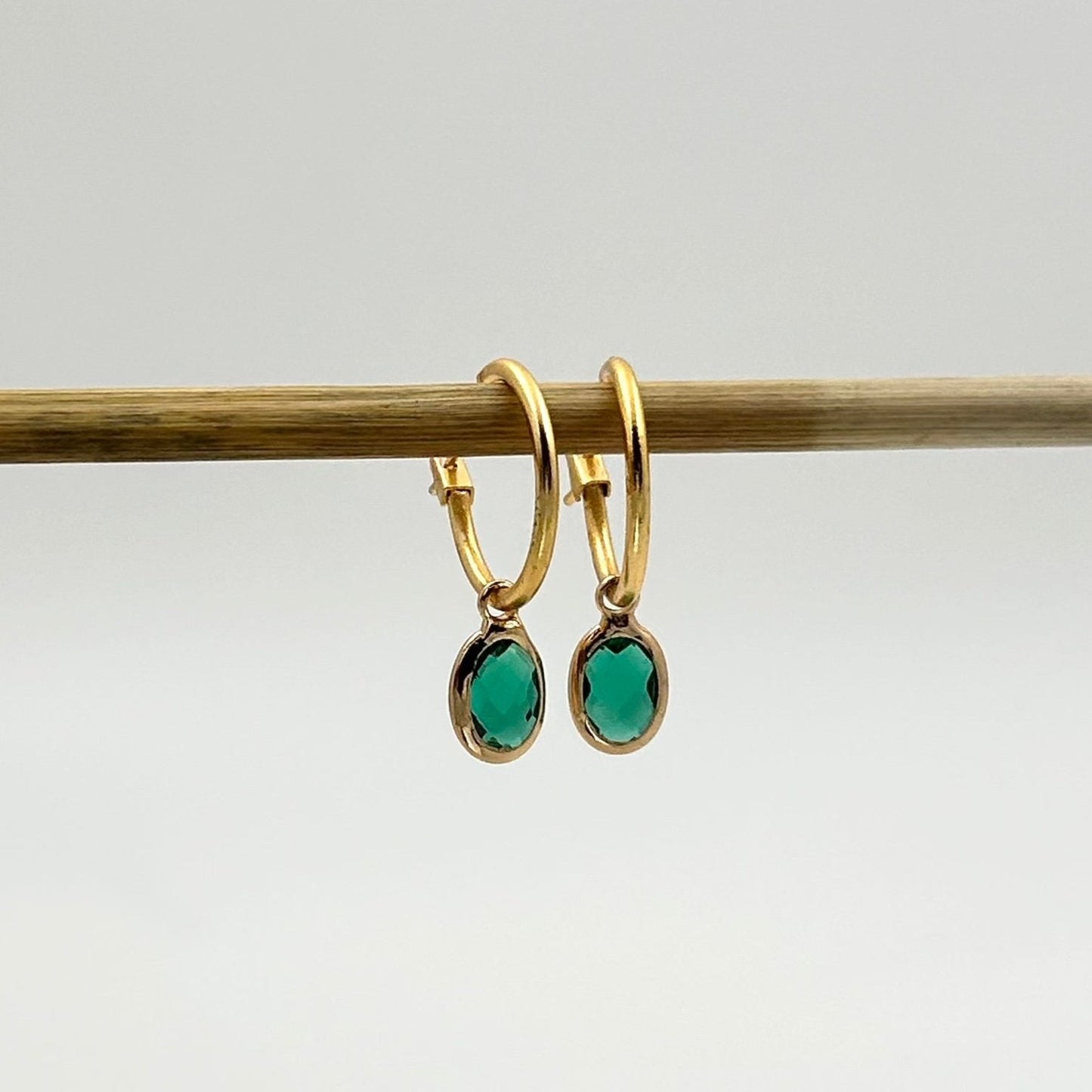 Emerald Crystal Hoops