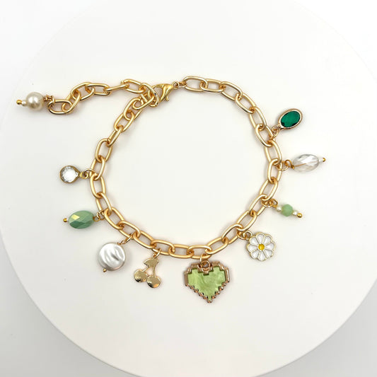 Shades of Green Premade Charm Bracelet