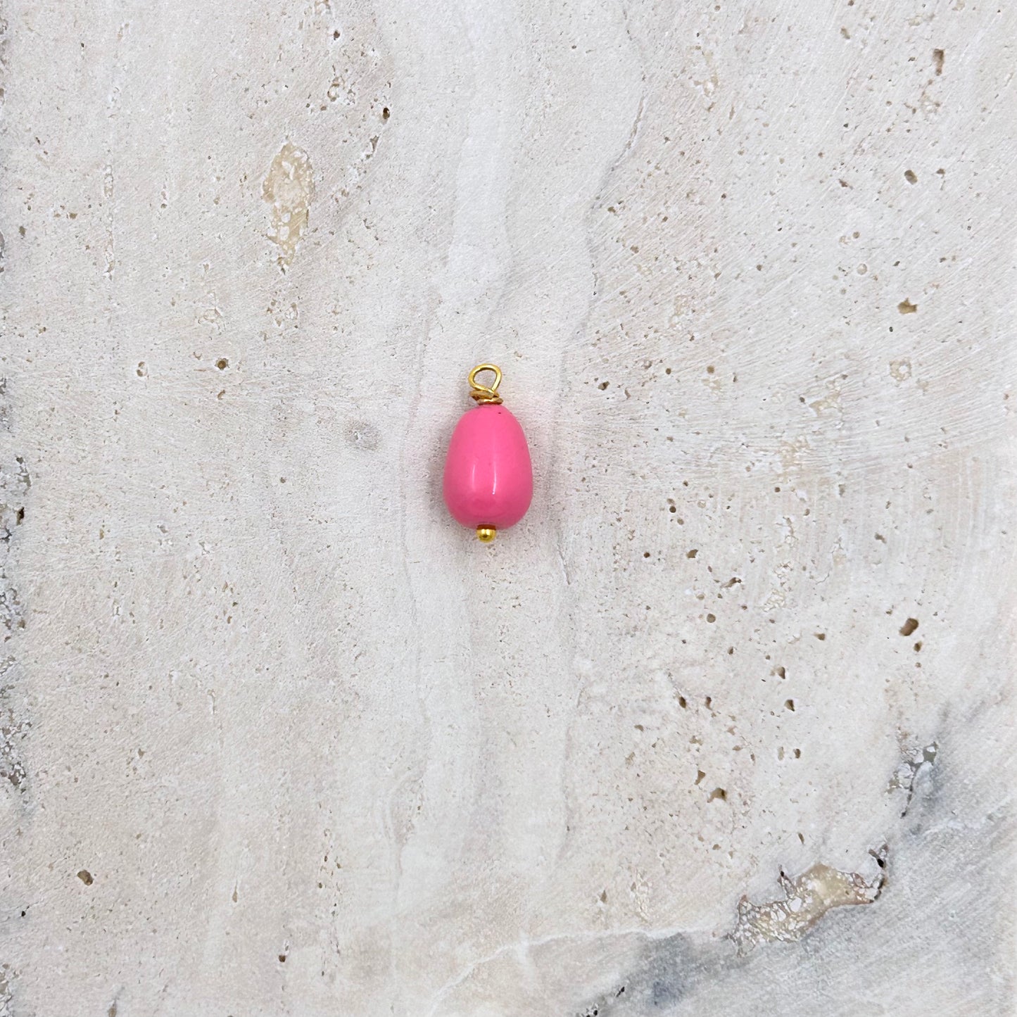 Pink Drop Ceramic Bead Charm