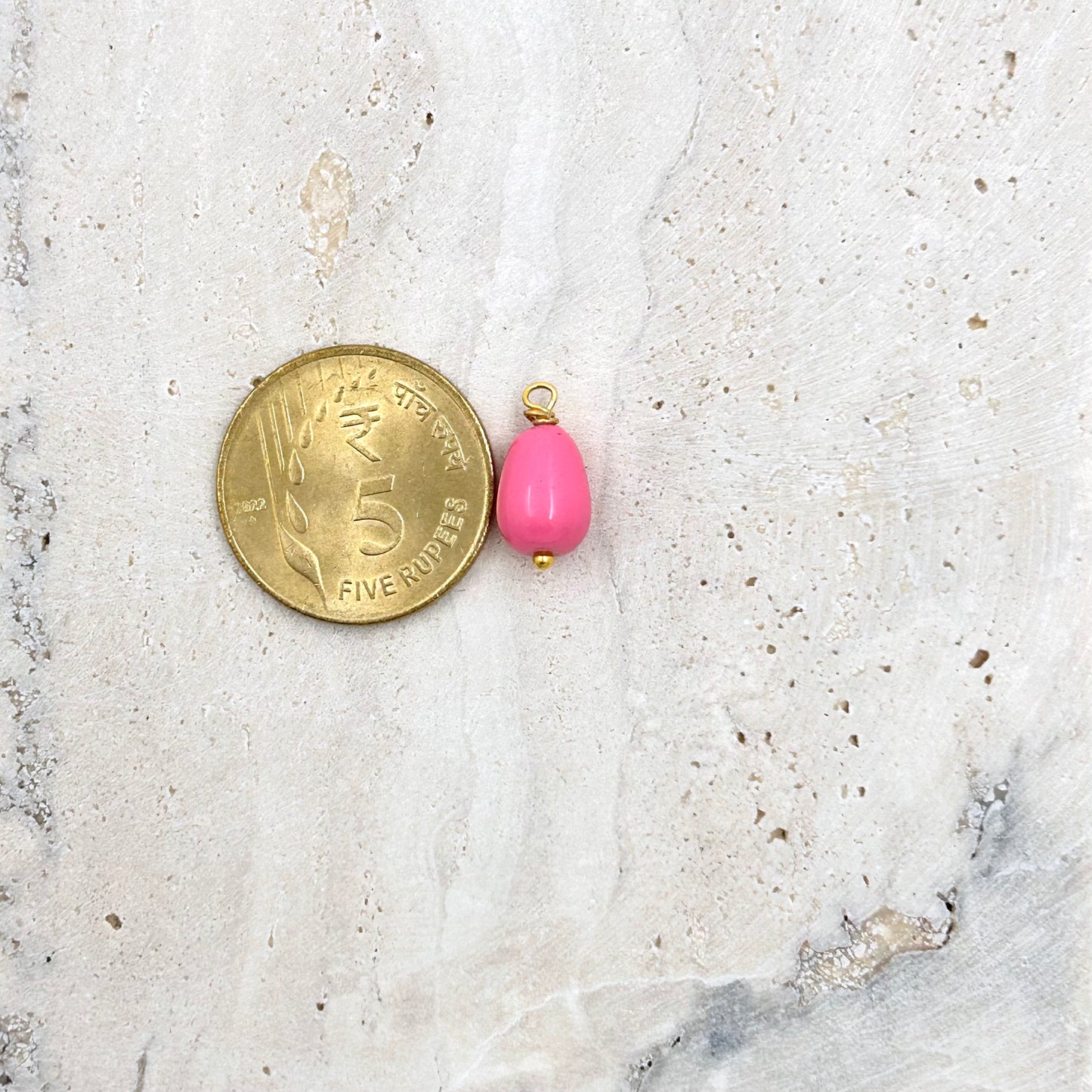 Pink Drop Ceramic Bead Charm