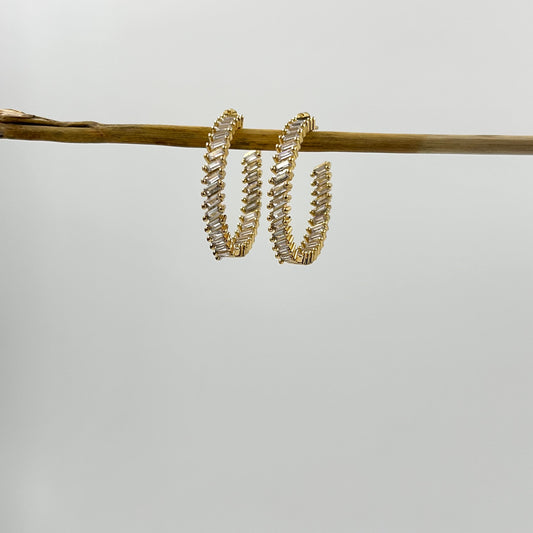 Crystal Baguette Hoops