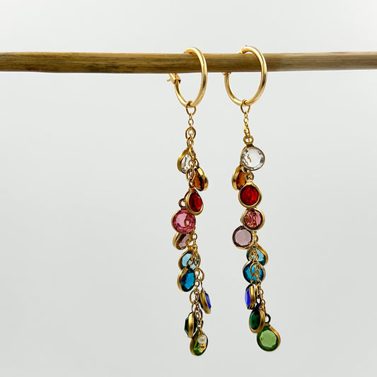 Handmade Rainbow Bezel Stone Earrings