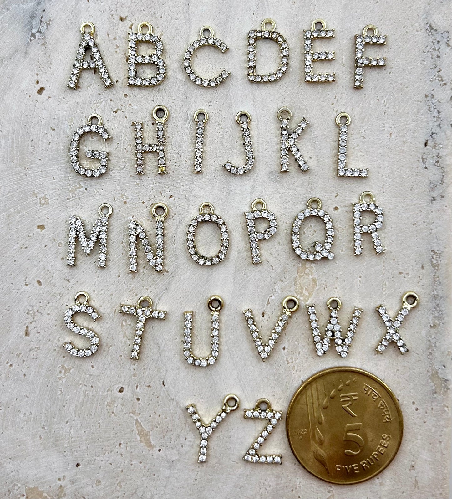 Rhinestone Alphabet Charm