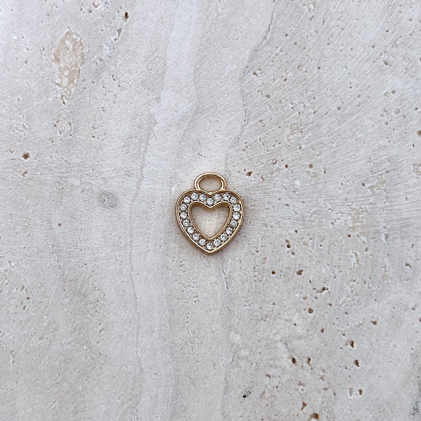 Rhinestone Heart Outline Charm