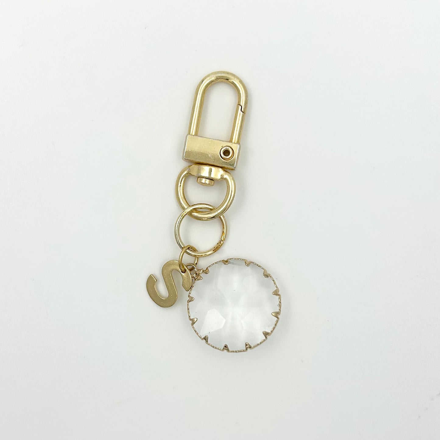 Round Crystal Initial Bag Charm