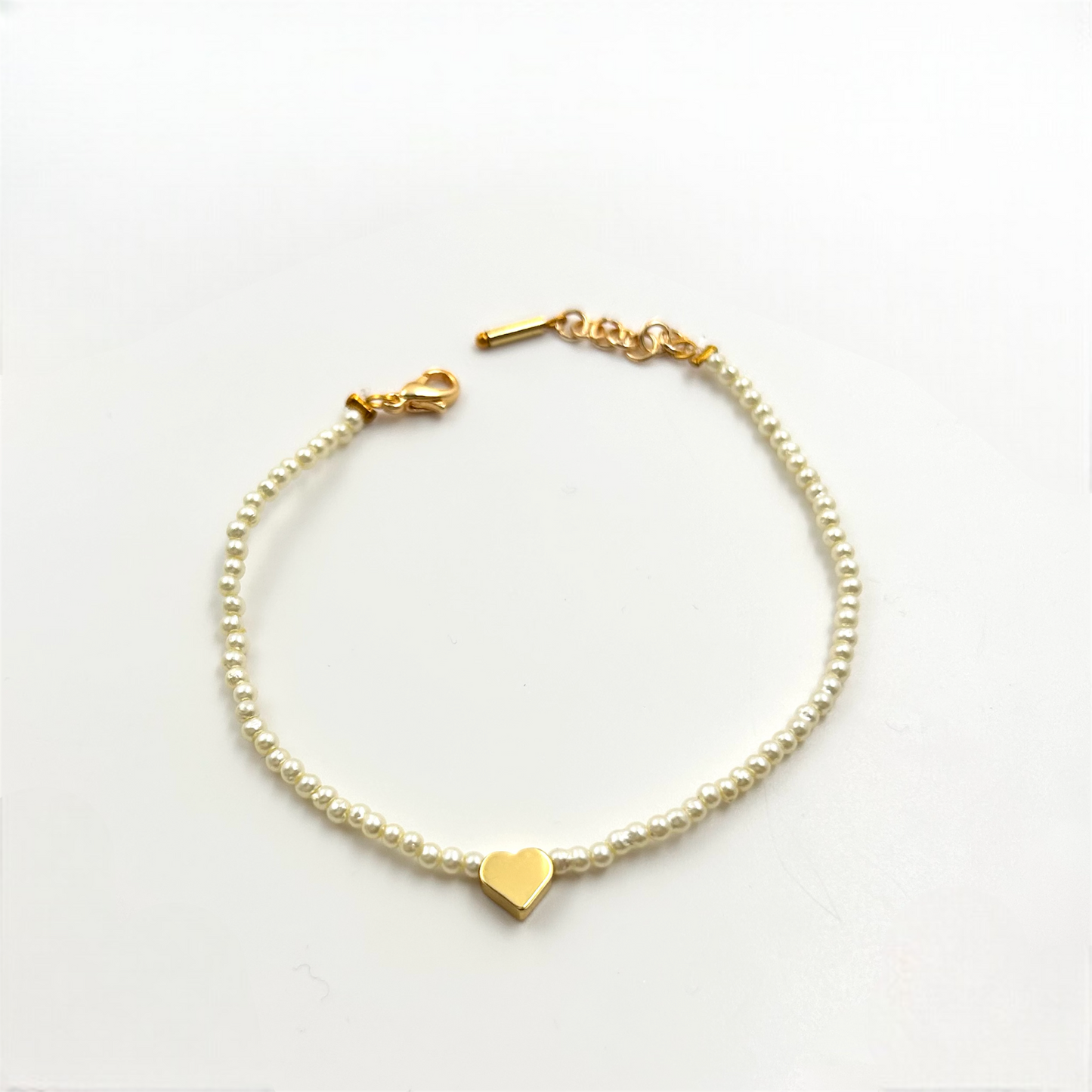 Delicate Baby Pearl and Heart Bracelet