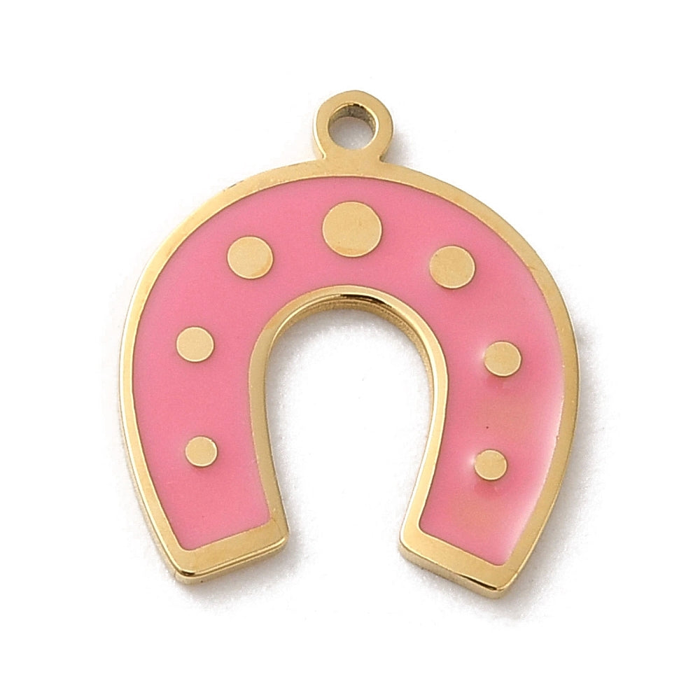 Pink Horse Shoe Charm