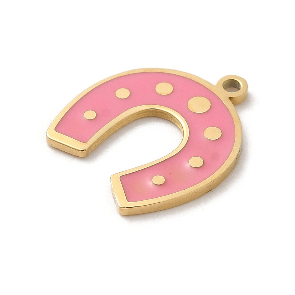 Pink Horse Shoe Charm