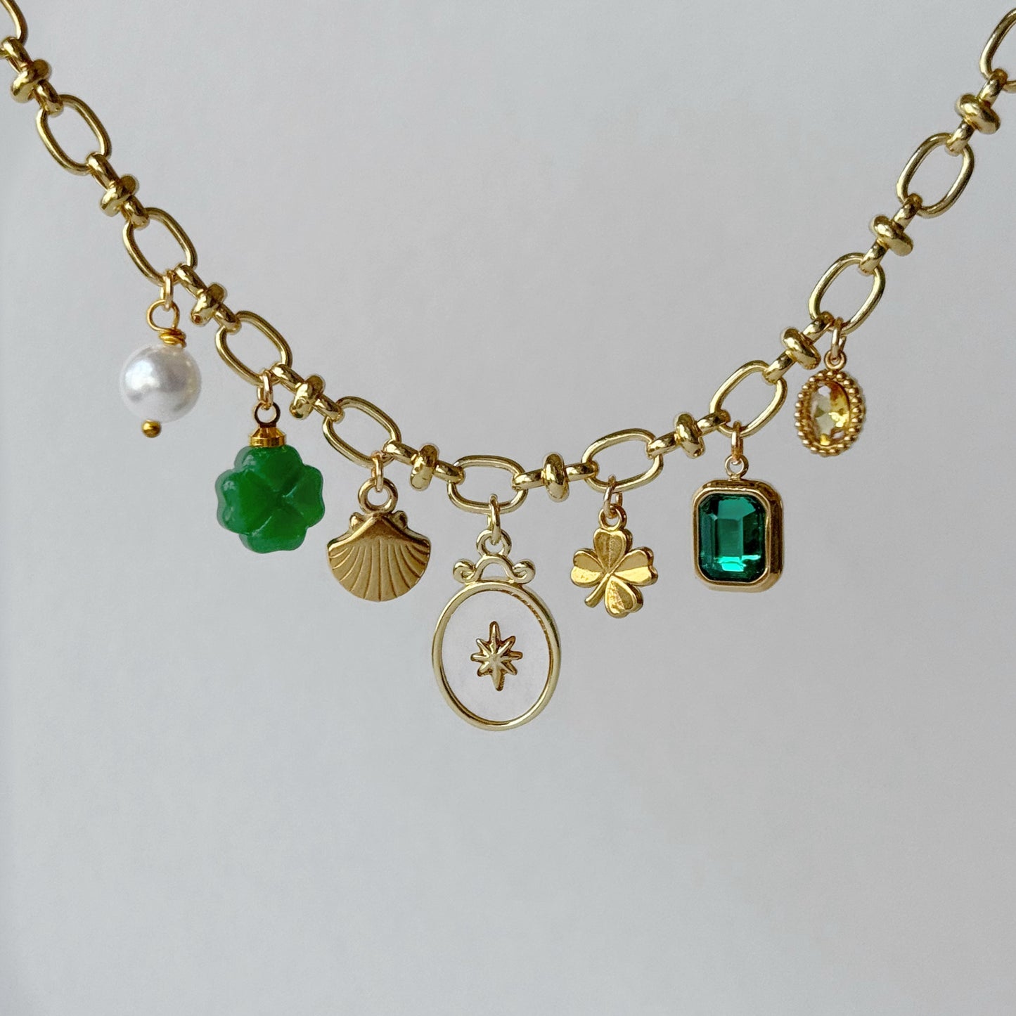 Ethereal Green and Gold Premade Charm Set